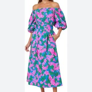 Lilly Pulitzer‎ NWOT SZ Med Shawnlee Elbow Sleeve off midi dress